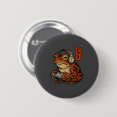 Japanese Gamer Frog Art Men Women Boys Funny Vinta Button (Vorne & Hinten)