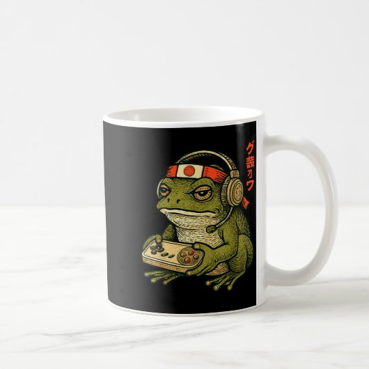 Japanese Gamer Frog Art Men Women Boys Funny Vinta Kaffeetasse (Rechts)