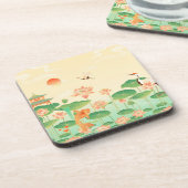 Japanese Garden Koi Pond and Waterlilies Art Getränkeuntersetzer (Linke Seite)