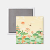 Japanese Garden Koi Pond and Waterlilies Art Magnet (Vorderseite/Rückseite)