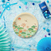 Japanese Garden Koi Pond and Waterlilies Art Pappteller (Party)