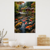 Japanese Garden & Koi Pond - Photographic Image Poster (Küche)