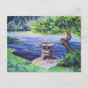 Japanese Garden Watercolor Lanscape Art Postcard Postkarte