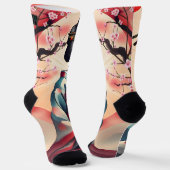 JAPANESE GEISHA SCHAUTY FRAU CHERRY BLOSSOMS SOCKEN (Gewinkelt)