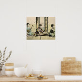 Japanese girls playing the flute, 'koto' and samis poster (Küche)