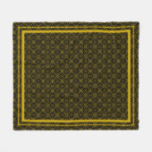 Japanese Gold & Black Hanabishi Pattern Fleecedecke (Vorderseite (Horizontal))