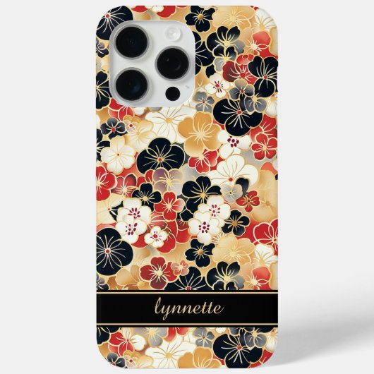 Japanese Gold Floral Pattern Monogrammed Case-Mate iPhone Hülle (Rückseite)