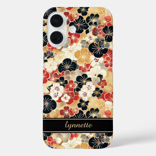 Japanese Gold Floral Pattern Monogrammed Case-Mate iPhone Hülle (Rückseite)