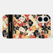 Japanese Gold Floral Pattern Monogrammed Case-Mate iPhone Hülle (Rückseite (Horizontal))