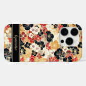 Japanese Gold Floral Pattern Monogrammed Case-Mate iPhone Hülle (Rückseite (Horizontal))