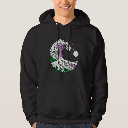 Japanese Great Wave Genderqueer Pride Gender Queer Hoodie (Vorderseite)