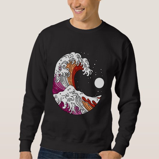 Japanese Great Wave Lesbian Pride Flag WlW Gay Gir Sweatshirt (Vorderseite)