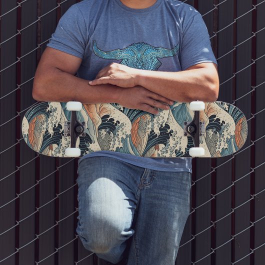 Japanese Great Wave Pattern  Skateboard (Außenbereich 3)