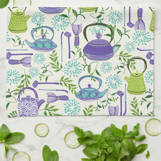 Japanese Green Teapot Design Geschirrtuch (Gefaltet)