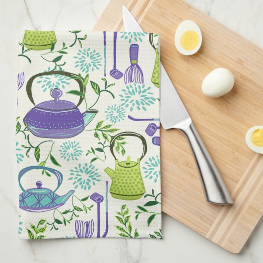 Japanese Green Teapot Design Geschirrtuch (Viertel Falte)
