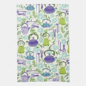 Japanese Green Teapot Design Geschirrtuch (Vertikal)