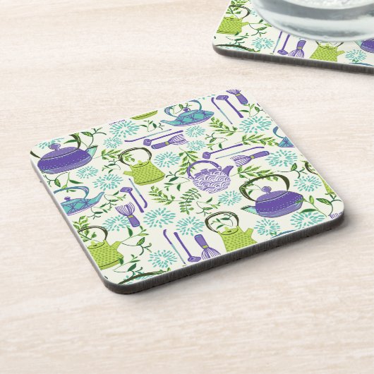 Japanese Green Teapot Design Getränkeuntersetzer (Linke Seite)