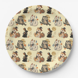 Japanese Halloween Yokai Pattern Paper Plates Pappteller