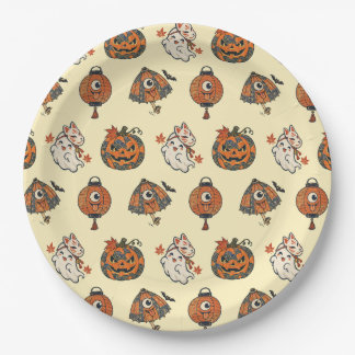 Japanese Halloween Yokai Pattern Paper Plates Pappteller