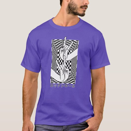 Japanese Hands With Rock N Roll Mudra On Chess ret T-Shirt (Vorderseite)