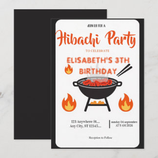 Japanese Hibachi Dinner Party Birthday Invitation Einladung