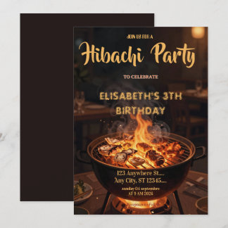 Japanese Hibachi Dinner Party Birthday Invitation Einladung