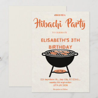Japanese Hibachi Dinner Party Birthday Invitation Einladung