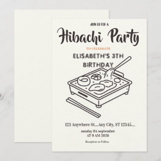 Japanese Hibachi Dinner Party Birthday Invitation Einladung