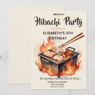 Japanese Hibachi Dinner Party Birthday Invitation Einladung