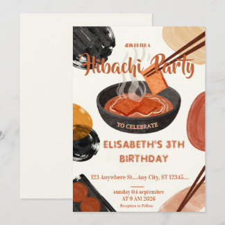 Japanese Hibachi Dinner Party Birthday Invitation Einladung