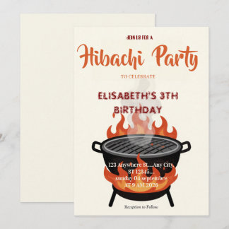 Japanese Hibachi Dinner Party Birthday Invitation Einladung