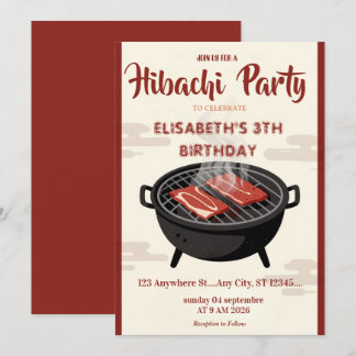 Japanese Hibachi Dinner Party Birthday Invitation Einladung