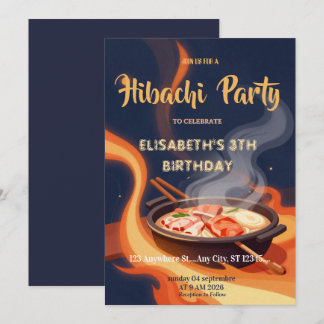 Japanese Hibachi Dinner Party Birthday Invitation Einladung