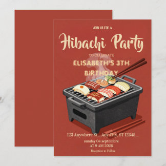 Japanese Hibachi Dinner Party Birthday Invitation Einladung