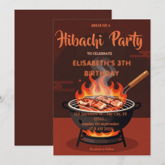 Japanese Hibachi Dinner Party Birthday Invitation Einladung