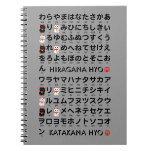 Japanese Hiragana & Katakana table (Lucky Cat) Notizblock