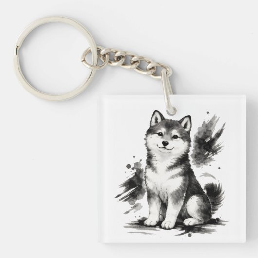 【Japanese Ink Puppy Acrylic Keychain】 Schlüsselanhänger (Vorderseite)