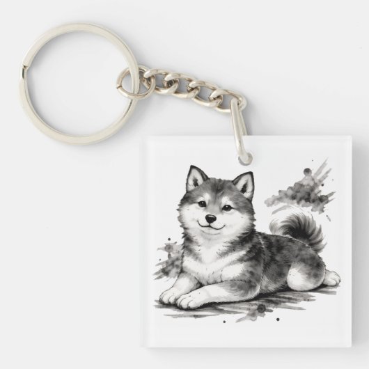 【Japanese Ink Puppy Acrylic Keychain】 Schlüsselanhänger (Vorderseite)