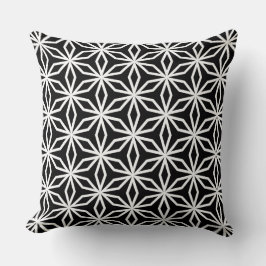 Japanese-Inspired Geometric Black and White  Kissen