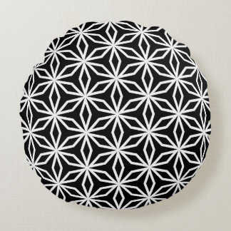 Japanese-Inspired Geometric Black and White  Rundes Kissen