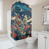 Japanese Inspired Luxury Bathroom Floral Art Duschvorhang (Beispiel)