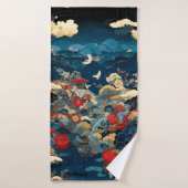 Japanese Inspired Luxury Floral Art Badehandtuch (Badehandtuch)