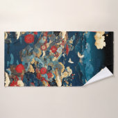 Japanese Inspired Luxury Floral Art Badehandtuch (Badehandtuch)