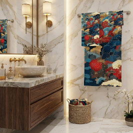 Japanese Inspired Luxury Floral Art Badhandtuch Set