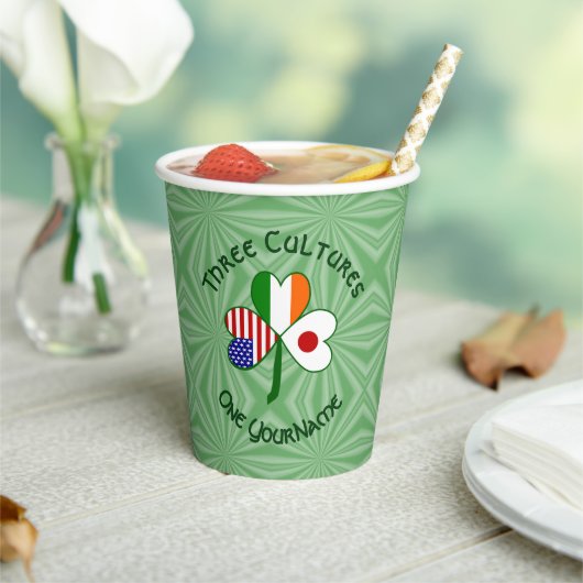 Japanese Irish American Shamrock Personalized Text Pappbecher (In Situ)