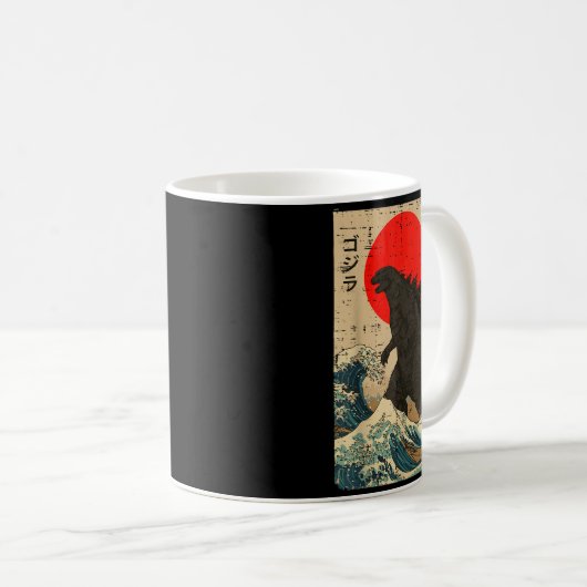 Japanese Kaiju Wave Red Sun Japan Monster Men Wome Kaffeetasse (VorderseiteRechts)