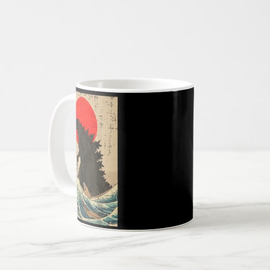Japanese Kaiju Wave Red Sun Japan Monster Men Wome Kaffeetasse (Vorderseite Links)