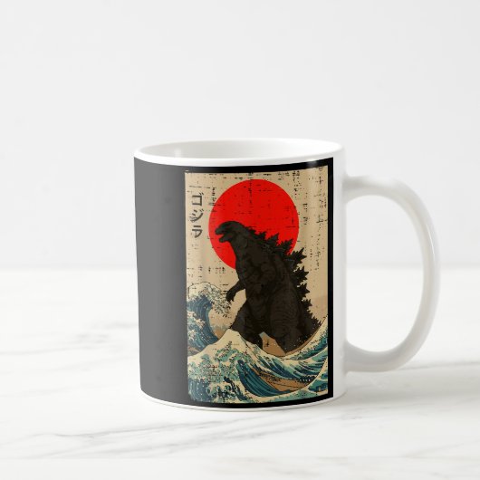 Japanese Kaiju Wave Red Sun Japan Monster Men Wome Kaffeetasse (Rechts)
