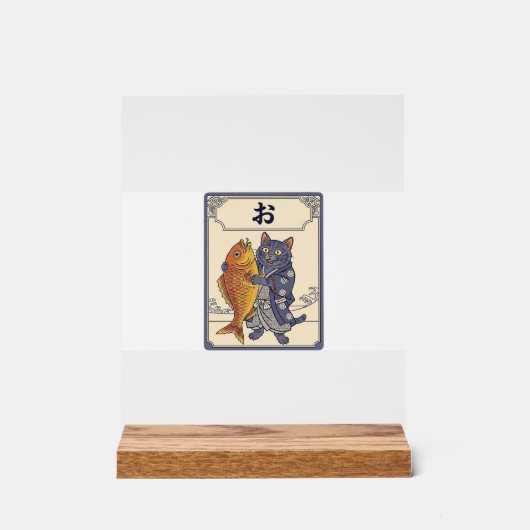 Japanese Karuta Cat Acrylschild (Vorderseite)