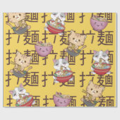 Japanese Kawaii Anime Cat Ramen Noodles Geschenkpapier (Flach)